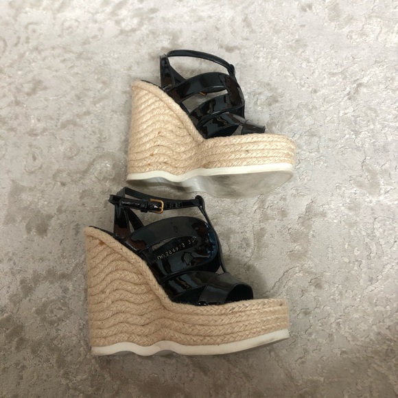 YSL black patent leather espadrille wedges - Picture 3 of 5